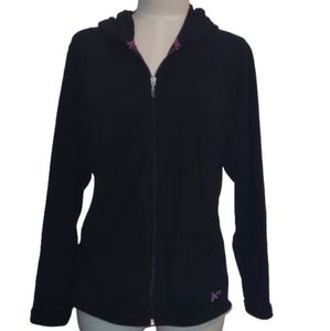 Athletech Jacket Full Zip Long Sleeve Size XL Black and Purple Fleece Pockets